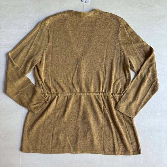 NWT J.Jill Mustard Yellow Gold Linen Blend Cardigan - Picture 7 of 7